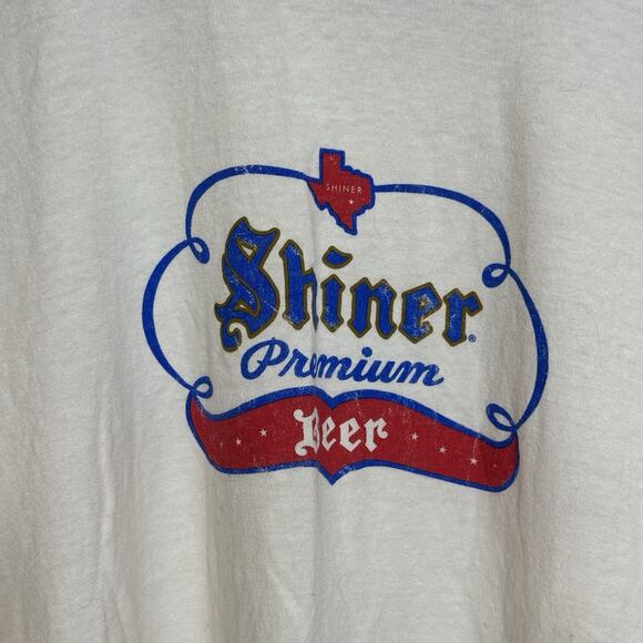 Vintage Size XXL Ringer T-shirt Texas Shiner Premium Beer Paper Tag Unisex - Picture 5 of 6